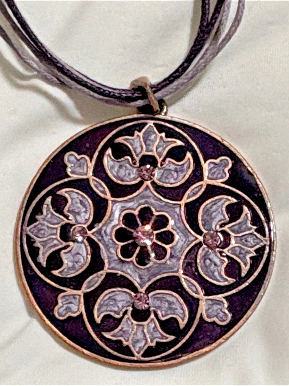Ornate Pendant Necklace in Black & Purple